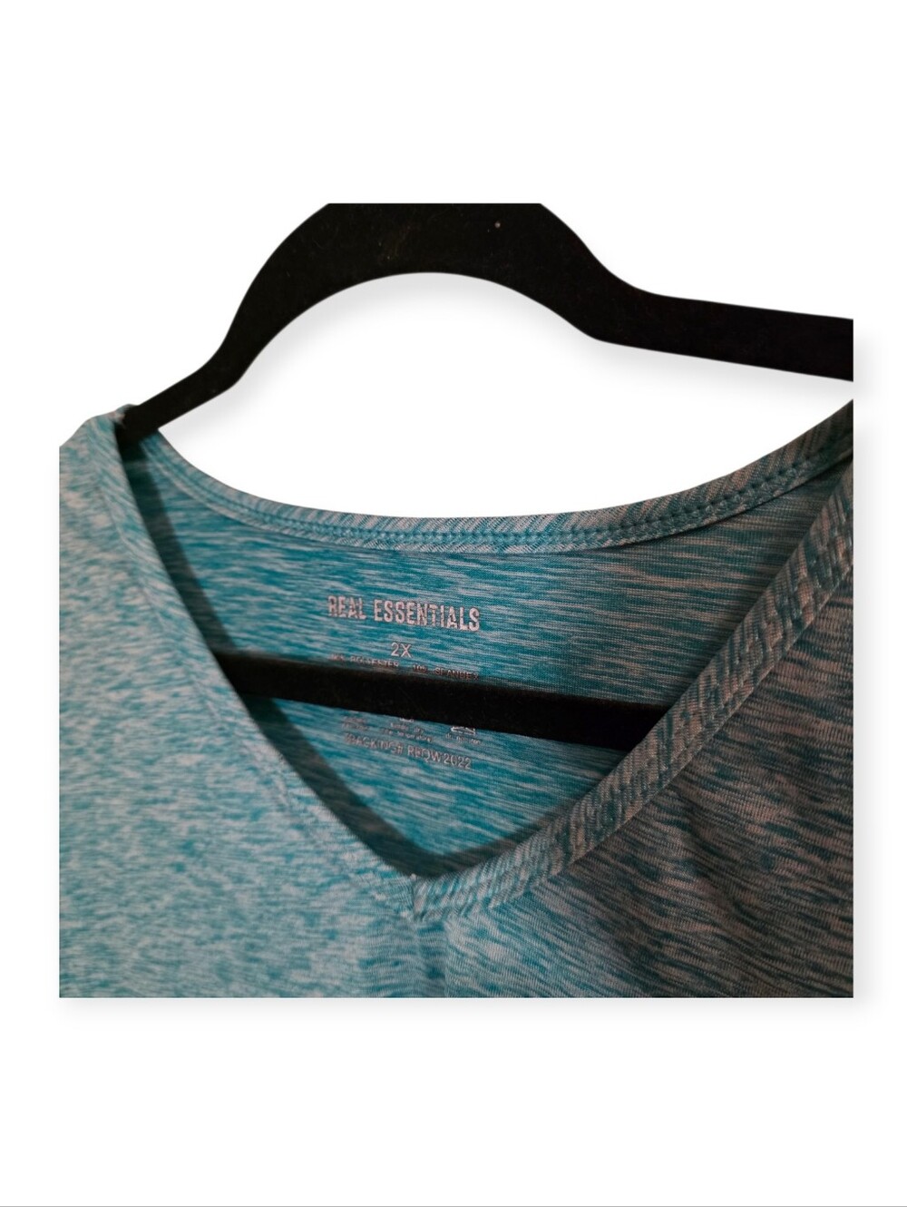 Real Essentials Teal V-Neck Activewear Tee Size 2X - Picture 3 of 7